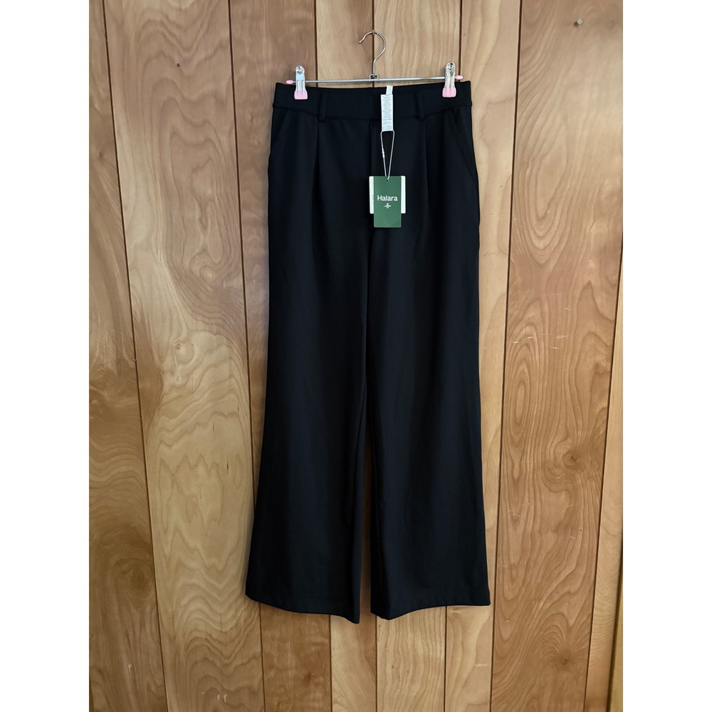 Halara Black Wide Leg Pleated Trousers High Waisted Dress Pants Small Regular